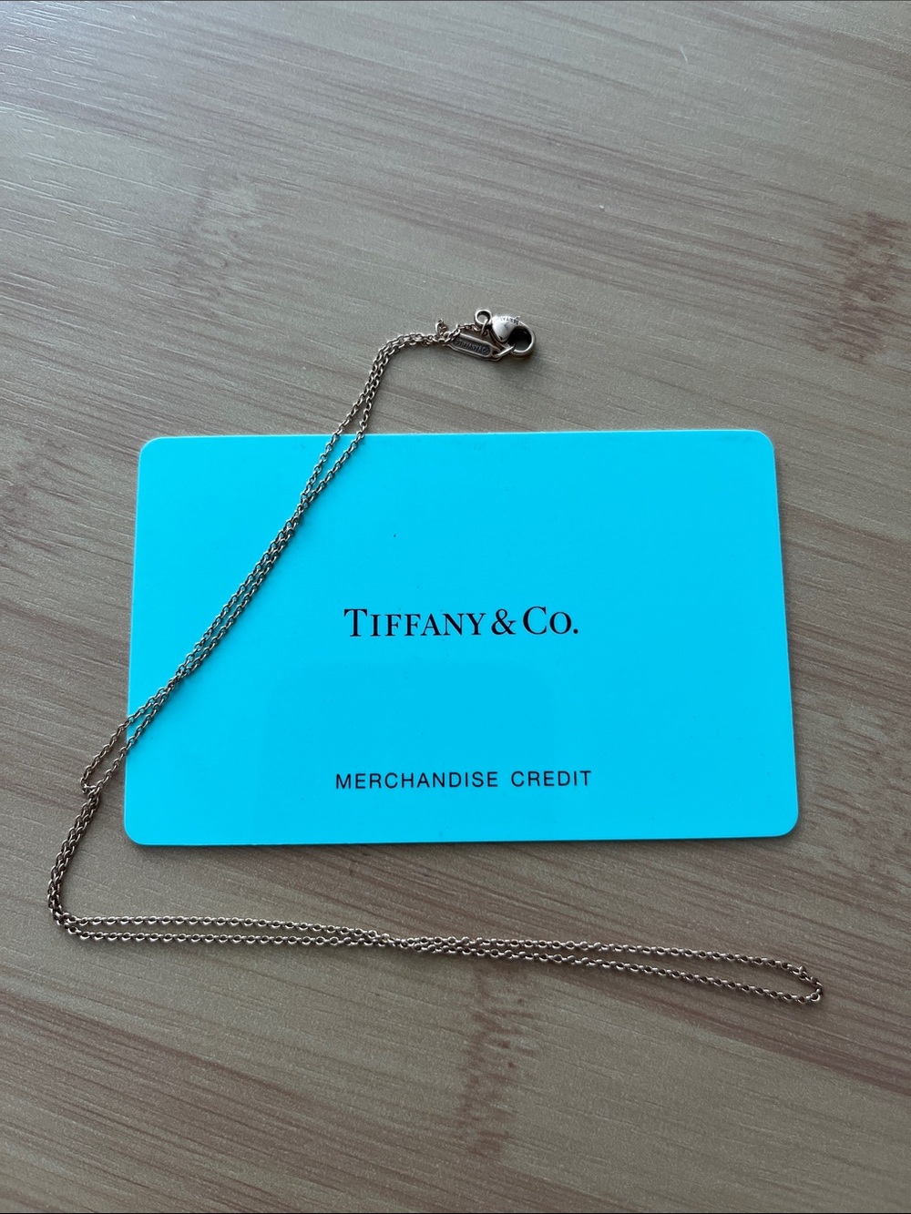 Tiffany & Co. 18k Rose Gold Minimal Chain Necklace and gift card - Picture 5 of 5